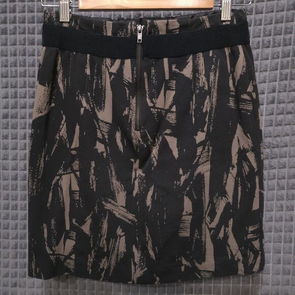 Y2K Vera Wang Knee Skirt Sz6 28W 90s Punk Rock Grunge Camo Zippers Black Brown - Picture 7 of 12